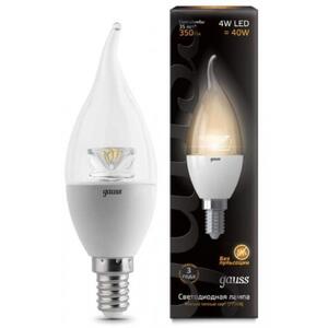 104201104 Лампа Gauss LED Candle Tailed Crystal Clear E14 4W 2700K 1/10/50