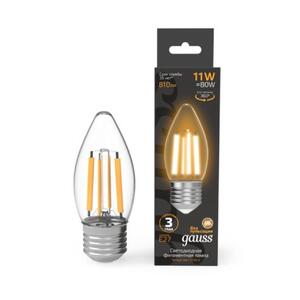 103802111 Лампа Gauss Filament Свеча 11W 810lm 2700К Е27 LED 1/10/50 рис.0