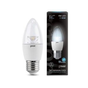 103202204 Лампа Gauss LED Candle Crystal Clear E27 4W 4100К 1/10/50