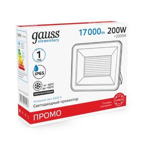 613100200P Прожектор светодиодный Gauss Elementary 200W 17000lm IP65 6500К ПРОМО G2 черный 1/6 рис.2