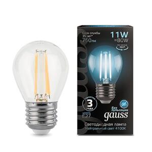 105802211 Лампа Gauss Filament Шар 11W 830lm 4100К Е27 LED 1/10/50 рис.0