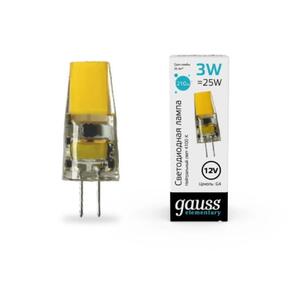 18723 Лампа Gauss Elementary G4 12V 3W 250lm 4100K силикон LED 1/20/200