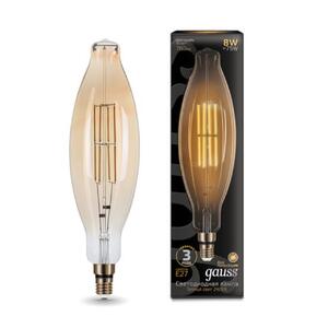 155802008 Лампа Gauss Filament BT120 6W 780lm 2400К Е27 golden straight LED 1/10 рис.0