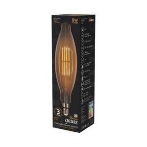 155802008 Лампа Gauss Filament BT120 6W 780lm 2400К Е27 golden straight LED 1/10 рис.2