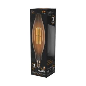 155802008 Лампа Gauss Filament BT120 6W 780lm 2400К Е27 golden straight LED 1/10 рис.3