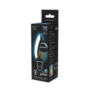 103801205-D Лампа Gauss Filament Свеча 5W 450lm 4100К Е14 диммируемая LED 1/10/50 рис.2