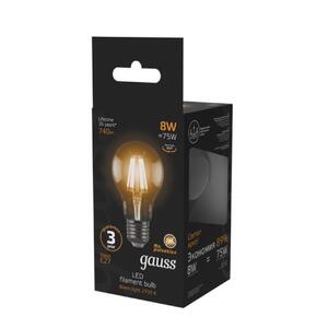 102802108 Лампа Gauss Filament А60 8W 740lm 2700К Е27 LED 1/10/40 рис.3