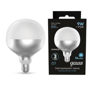 1014802209 Лампа Gauss Filament G125 9W 890lm 4100К Е27 mirror-milky LED 1/10