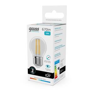 52220 Лампа Gauss Filament Elementary Шар 10W 670lm 4100К Е27 LED 1/10/100 рис.3