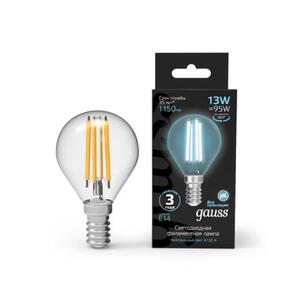 105801213 Лампа Gauss Filament Шар 13W 1150lm 4100К Е14 LED 1/10/50