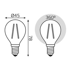 105801213 Лампа Gauss Filament Шар 13W 1150lm 4100К Е14 LED 1/10/50 рис.4