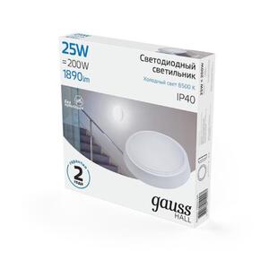 Светильник ЖКХ Gauss HALL круг 25W 1890lm 6500K 200-240V IP40 D210*35мм белый LED 1/20 рис.2