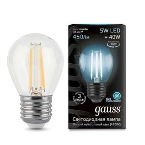 105802205 Лампа Gauss LED Filament Шар E27 5W 450lm 4100K 1/10/50 рис.0