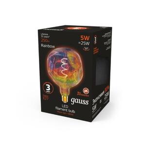 1007802103 Лампа Gauss Filament G150 5W 250lm 1800К Е27 rainbow LED 1/6 рис.3