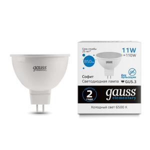 13531 Лампа Gauss Elementary MR16 11W 850lm 6500K GU5.3 LED 1/10/100