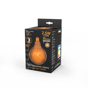 176802003 Лампа Gauss Filament G125 2,5W 200lm 2000К Е27 golden OK LED 1/20 рис.2