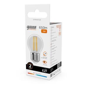 52210 Лампа Gauss Filament Elementary Шар 10W 650lm 2700К Е27 LED 1/10/100 рис.4