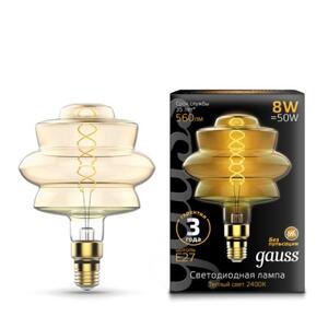 161802008 Лампа Gauss Filament BD180 8W 560lm 2400К Е27 golden flexible LED 1/4