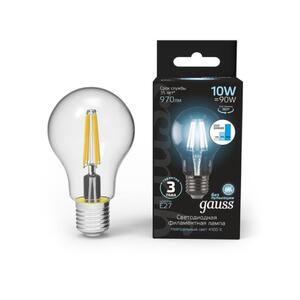 102802210-S Лампа Gauss Filament А60 10W 970lm 4100К Е27 шаг. диммирование LED 1/10/40 рис.0