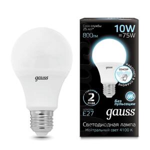 102502210-M Лампа Gauss A60 10W 800lm 4100К E27 Сенсор LED 1/10/100