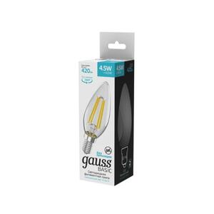 1031215 Лампа Gauss Basic Filament Свеча 4,5W 420lm 4100К Е14 LED 1/10/50 рис.2