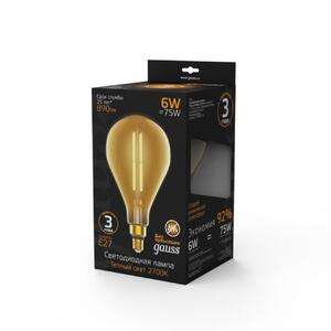 179802118 Лампа Gauss Filament PS160 6W 890lm 2700К Е27 golden straight LED 1/6 рис.2