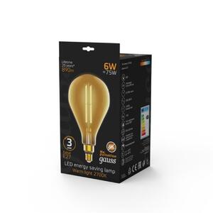 179802118 Лампа Gauss Filament PS160 6W 890lm 2700К Е27 golden straight LED 1/6 рис.3