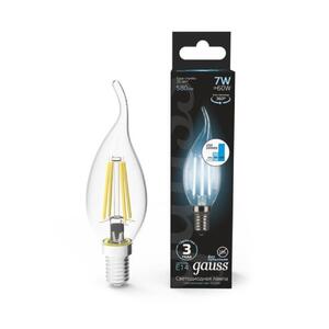 104801207-S Лампа Gauss Filament Свеча на ветру 7W 580lm 4100К Е14 шаг. диммирование LED 1/10/50