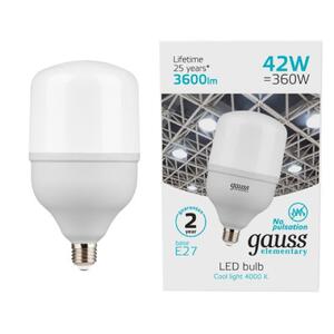 63224 Лампа Gauss Elementary T120 42W 3600lm 4000K E27 LED 1/12