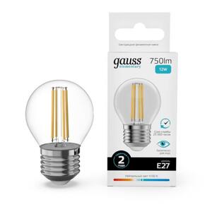 52222 Лампа Gauss Filament Elementary Шар 12W 750lm 4100К Е27 LED 1/10/100