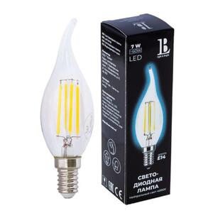 E14-7W-4000K Лампа LED (Свеча прозрачная Филамент) E14-7W-NH-candle filament