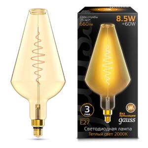 180802105 Лампа Gauss Filament Vase 8.5W 660lm 2000К Е27 golden flexible LED 1/2 рис.0