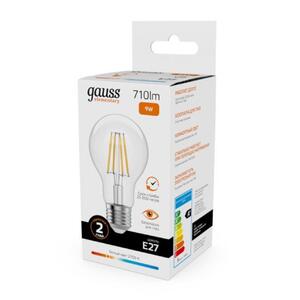 22219 Лампа Gauss Filament Elementary А60 9W 710lm 2700К Е27 LED 1/10/50 рис.3