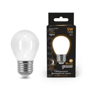 105202105 Лампа Gauss LED Filament Шар OPAL E27 5W 420lm 2700K 1/10/50 рис.0