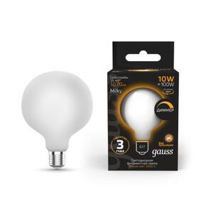 187202110-D Лампа Gauss Filament G125 10W 1070lm 3000К Е27 milky диммируемая LED 1/20