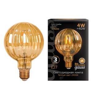 147802004 Лампа Gauss Filament G100 4W 380lm 2400К Е27 golden Baloon LED 1/20 рис.0