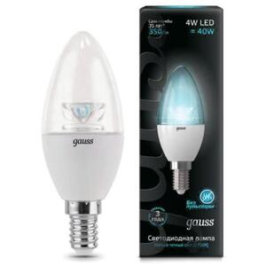 103201204 Лампа Gauss LED Candle Crystal Clear E14 4W 4100К 1/10/50