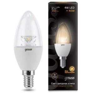 103201104 Лампа Gauss LED Candle Crystal Clear E14 4W 2700К 1/10/50