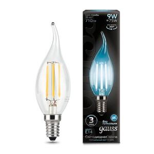 104801209 Лампа Gauss LED Filament Свеча на ветру E14 9W 710lm 4100K 1/10/50