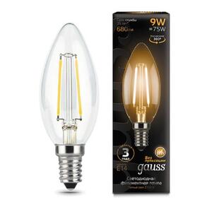 103801109 Лампа Gauss LED Filament Свеча E14 9W 680lm 2700К 1/10/50