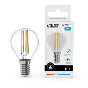 52120 Лампа Gauss Filament Elementary Шар 10W 670lm 4100К Е14 LED 1/10/100