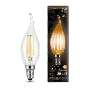 104801105 Лампа Gauss LED Filament Свеча на ветру E14 5W 420lm 2700K 1/10/50