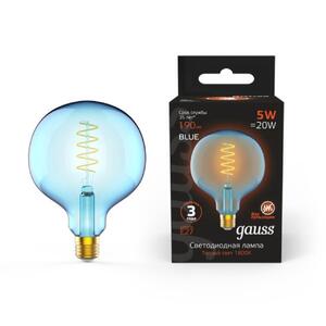 1013802105 Лампа Gauss Filament G125 5W 190lm 1800К Е27 sky blue flexible LED 1/10