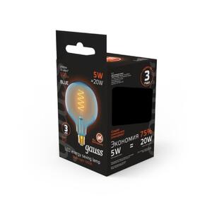 1013802105 Лампа Gauss Filament G125 5W 190lm 1800К Е27 sky blue flexible LED 1/10 рис.4