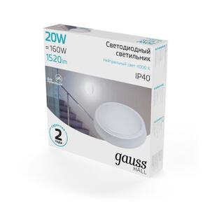 Светильник ЖКХ Gauss HALL круг 20W 1520lm 4000K 200-240V IP40 D180*33мм белый LED 1/40 рис.3