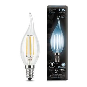 104801211 Лампа Gauss Filament Свеча на ветру 11W 830lm 4100К Е14 LED 1/10/50