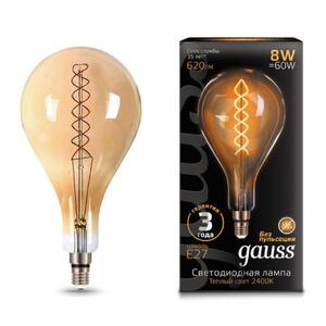 150802008 Лампа Gauss Filament А160 8W 620lm 2400К Е27 golden flexible LED 1/6 рис.0