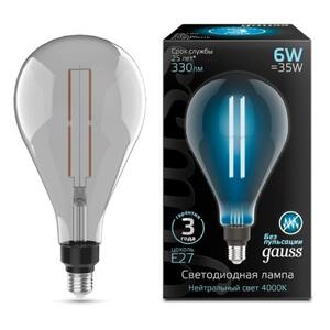 179802205 Лампа Gauss Filament PS160 6W 330lm 4000К Е27 gray straight LED 1/6 рис.0