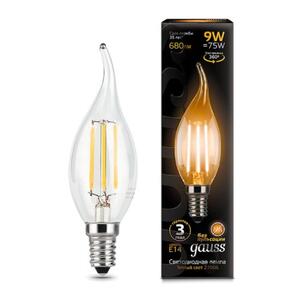 104801109 Лампа Gauss LED Filament Свеча на ветру E14 9W 680lm 2700K 1/10/50 рис.0