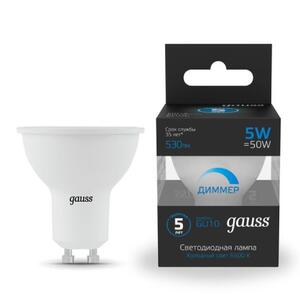 101506305-D Лампа Gauss MR16 5W 530lm 6500K GU10 диммируемая LED 1/10/100